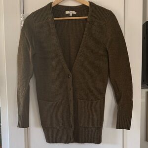 Madewell Green/ Brown Moss colored Cardigan Sweater